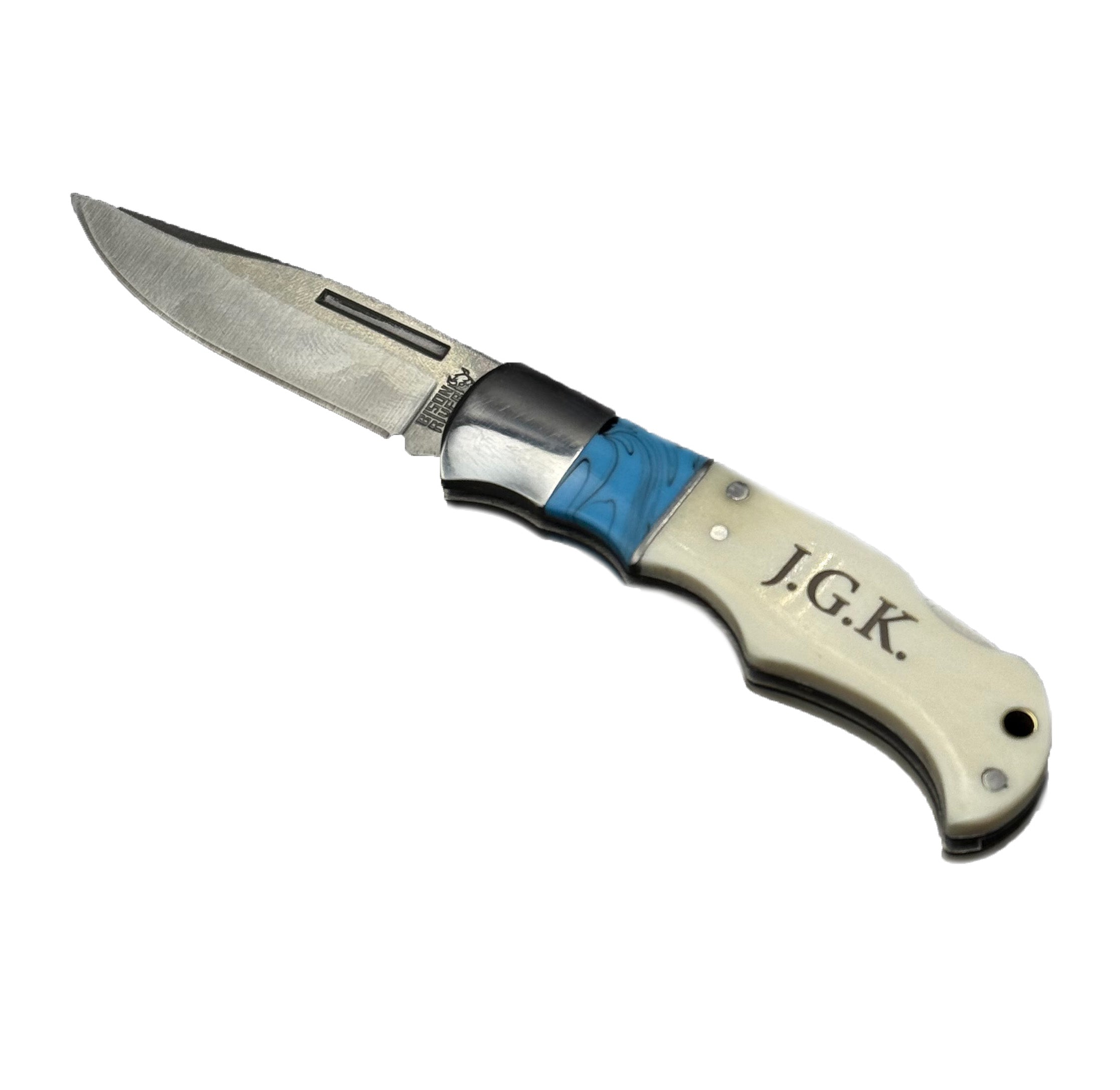 Blue / Bone folding knife