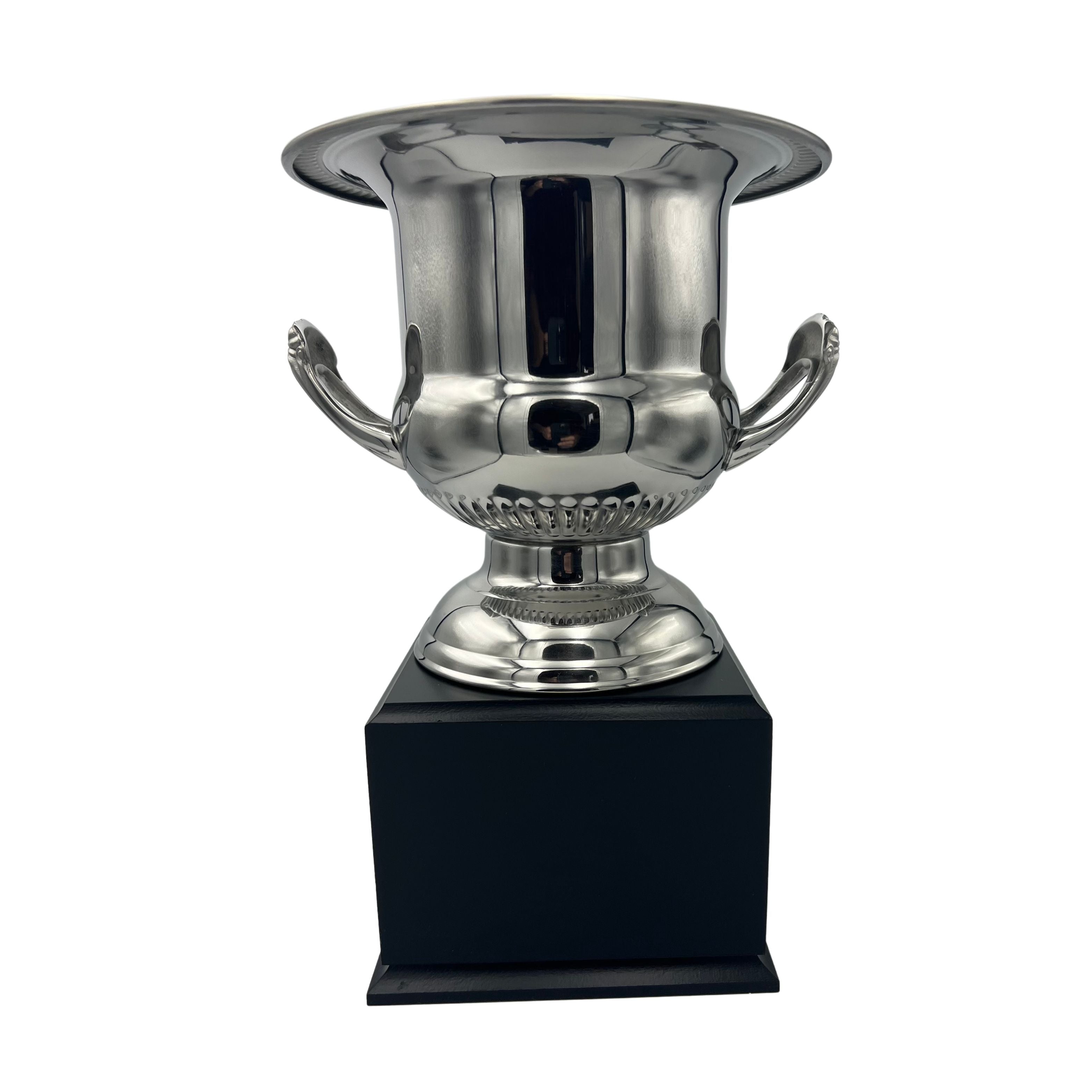 Champagne cooler trophy cup mounted on black base