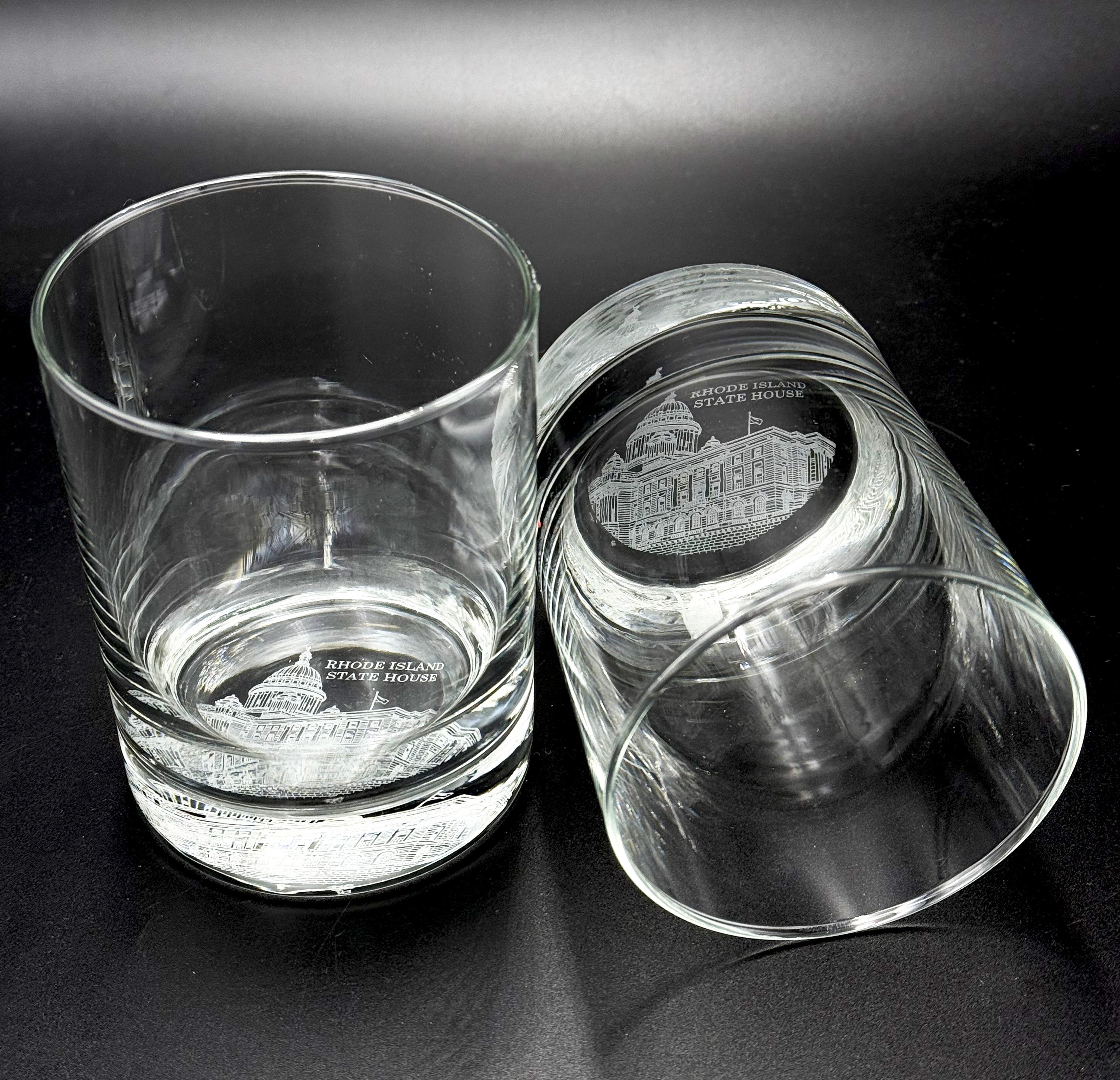 Rhode Island State House Double Old Fashion Glasses