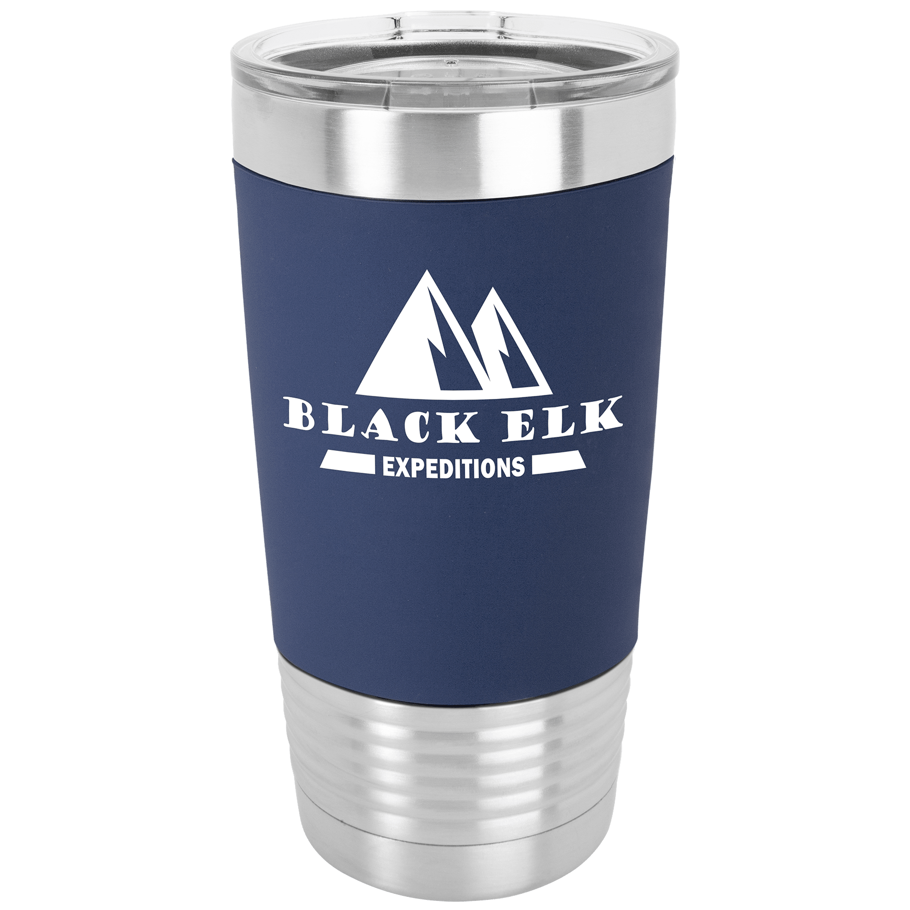 20 oz. Black/White Tumbler with Silicone Grip and Clear Lid