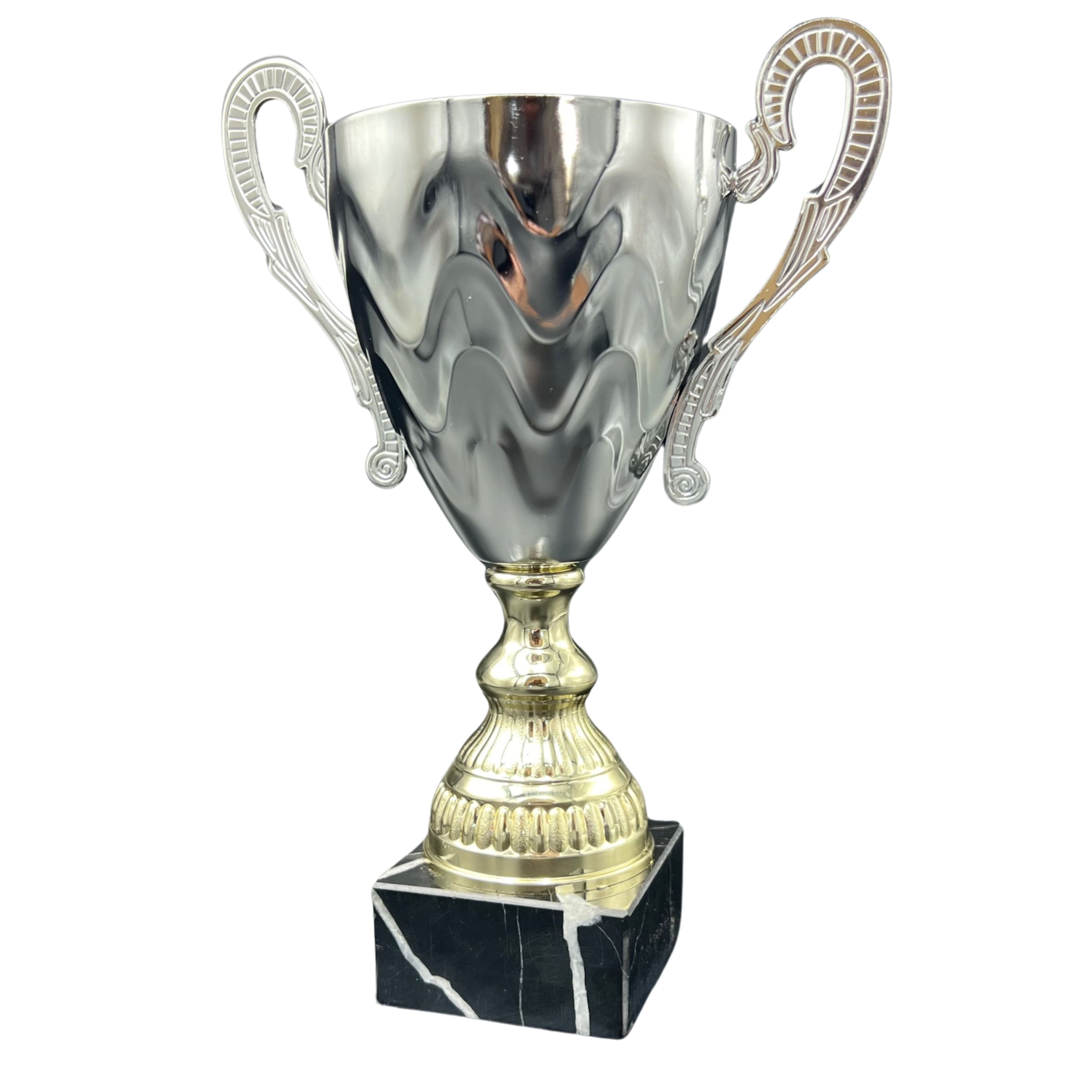 Two tone metal trophy cup