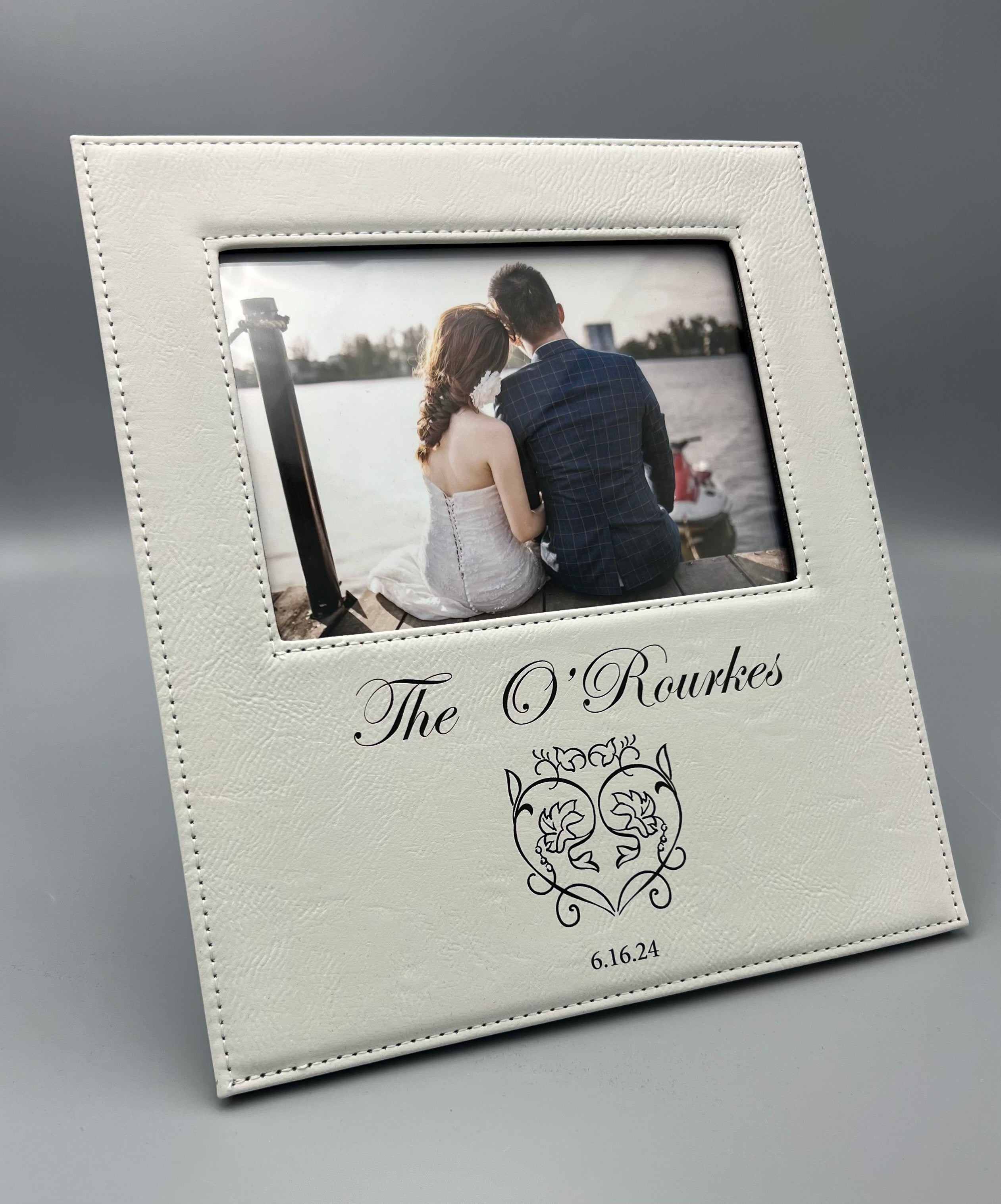 White Leatherette photo frame